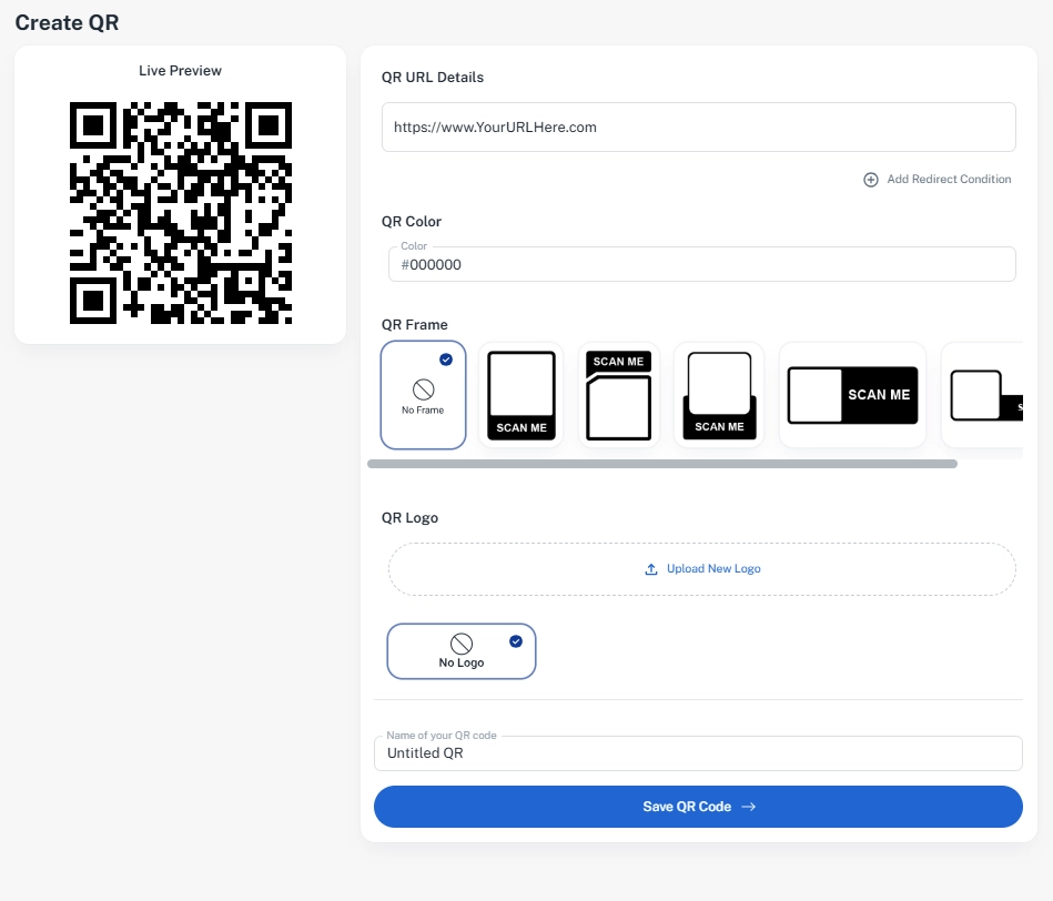Otix create a dynamic QR code page
